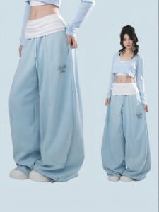 Street Sports Wide Leg Waist Clash Casual Pants