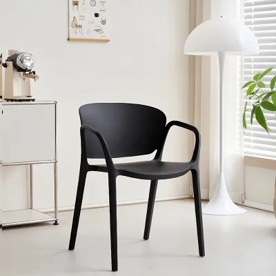 Modern Thickened Plastic Dining Chair Nordic Style Home Restaurant Hotel Restaurant Chair with Armrest Back Chair Non-rotatable