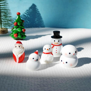 5pc Mini Santa Claus Snowman Christmas Decoration Resin Craft Miniature Figure Tiny Bonsai Microlandscape Fairy Garden Decor