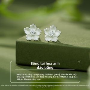 SHUNQINYINLOU | Bông Tai Hoa Nhỏ Bằng Bạc Đơn Giản