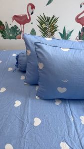 Ga và 3 vỏ gối họa tiết trái tim 3 màu 100% coton Thắng Lợi