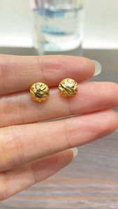 Earrings hikaw for women 18k Saudi gold pawnable frosted irregular round jewelry for children and women birthday gifts