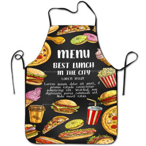 Delicious Fast Food Apron With Burger And Fries Design For Cooking And Kitchen Use