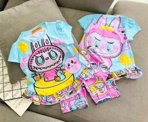 10-42kg Đồ bộ bé gái quần ngố áo tay ngắn thun lạnh in hoạt hình siêu đẹp