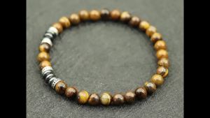 Fashion Mens Bracelet Natural Stone 6mm Lava Rock Tiger Eyes Beaded Braclet Leisure Accessories Gift For Him Pulsera Homme Joias