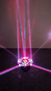 RGB LED 16 Arms Vajra Pattern Rotating Beam Moving Stage Effect Light Multi Mode Atmosphere Lamp for DJ Bar KTV Nightclub Family Party Gathering