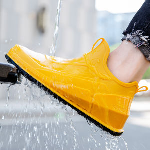 Ankle Rain Boots Mens Motorcycle Waterproof Shoes Outdoor Rain Boots Fishing Non-slip Rubber Shoes Thick Soled Water Shoes