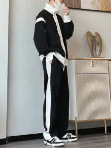 Casual Sports Suit Mens Trendy Matching Handsome Cardigan Sweatshirt Spring and Autumn Coat Couple Sportswear Mens Two-piece Set