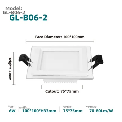 LED Downlight Square Light for Glass Panel Light Changing Three-Color Ceiling Lamp Embedded Export Outlet Ceiling Lamp Hole Lamp