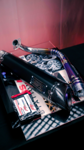 ท่อ Forza350 Xmax300 FT คอไทเทเนียม พาวเดอร์โค้ท คาร์บอน