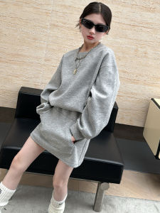 Fashionable Girls Outfit High Waist Bodycon Mini Skirt Sweatshirt Set Spring Autumn Lazy Style Two Piece Set Trendy Children Wear