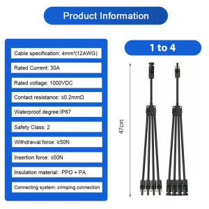 2/3/4 to 1 Y Branch Solar Parallel MC Connector 4mm2 1000V Solar Cable Photovoltaic System Male To Female Plug Connector 1 Pair