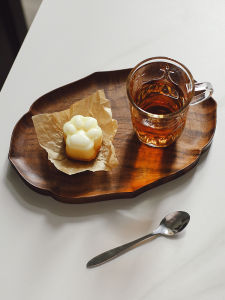 Shan Is Black Walnut Wood Tea Cup Tray Rectangular Afternoon Tea Plate Dish Classic Retro Style Wooden Dining Utensils