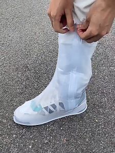 TATA DEPARTMENT New Reusable Waterproof Rain Shoes Cover Rain Gear Long With Zipper for women rain bota bota ng ulan