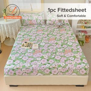Dansunreve แผ่นลายดอกไม้ 1ชิ้น ป้องกันฟู ควีน ชุ่มชื้น กระบวนการ นอน คิงไซส์ ได้ผ้า ปูเตียง พอดี แบบพอดี