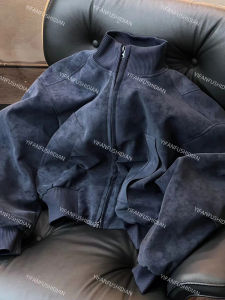 Áo Khoác Da Ngắn Phong Cách Mỹ Cleanfit Dành Cho Nam Mùa Xuân Thu Áo Khoác Bóng Chày Cổ Đứng Mờ Thắt Nơ Áo Khoác Ngoài Thường Ngày