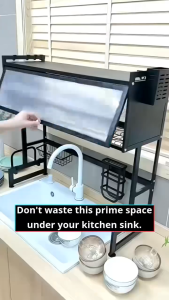 【Daily Suki Store】Kitchen Carbon Steel  Single/Double-layer Sink Storage Rack，Multifunctional Drying RackKitchen Sink Rack Organizer with Cover Space Saving for Kitchen