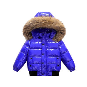 2-10Y Childrens Genuine Down Jacket Kids Large Fur Collar Thickened Boys Girls Warm Jacket Waterproof Teenagers Winter Coat
