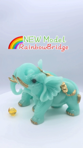 Lucky Blue Elephant Figurines with Golden Accents (Set of 2) #No.MT2208 NEW MODEL