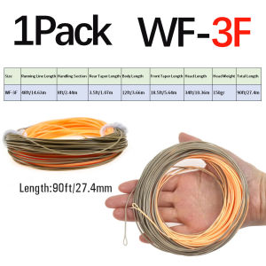1 Pack Single Handed Spey Fly Fishing Line WF1F-8F 90ft with 2 Welded Loops Peach/Camo Fly Line Fishing Cord