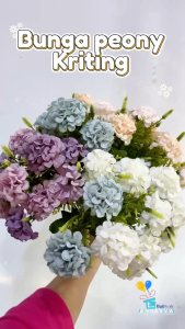 bunga peony kriting / tanaman artifical bunga plastik peony 10 kuntum / bunga peony pom pom