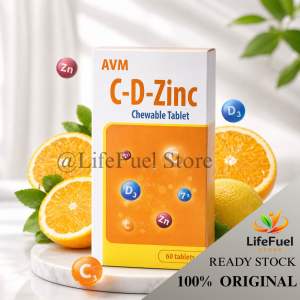 AVM Vitamin C D3 Zinc Chewable Tablet Immune Support Supplement Antioxidant Daily Vitamin 60 Tablets【Ready Stock】