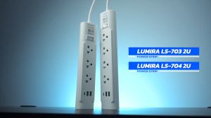 Lumira LS-703 มีม่านนิรภัย รองรับ3เต้า มอก. วัสดุไม่ลามไฟ 2300W พร้อมเบรคเกอร์นิรภัย ประกัน3ปี
