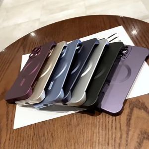 Luxury Ultra Thin PC Matte Magnetic Phone Case for IPhone 15 Pro Max 11 12 13 14 Pro Hard Case Magsafe Shockproof Back Cover with Lens Film