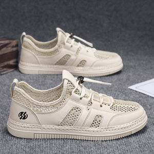 Breathable Hollow Mesh Shoes Men Easy-On Soft Bottom