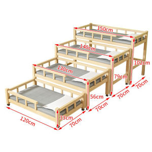 Foldable Four-tier Bed Pine Wood Bunk Bed