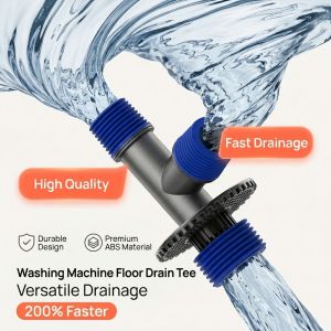 2 in 1 Washing Machine Floor Drain Tee Adapter Sewer Hose Splitter Universal Anti-Backflow Bathroom Pipe Connector
