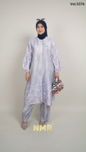 NMR Setelan Celana Tunik Silk Jaquard Print Vol 3376