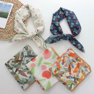 Khăn Choàng Nhỏ Bằng Cotton Nguyên Chất Phong Cách Hàn Quốc Mới Cho Nữ Xuân Hè Đa Năng Thời Trang Trang Trí Khăn Choàng Trùm Đầu Khăn Choàng Cổ