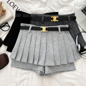 High Waist Pleated Mini Skirt Womens Fashionable Versatile Short Skirt Design Sensation Spicy Girl Anti-Light Belted Summer