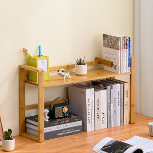 ชั้นวางจัดเก็บชั้นวางหนังสือแบบตั้งโต๊ะชั้นวางสองชั้นเรียบง่ายทำจากไม้เนื้อแข็งสำหรับหอพักสามารถถอดออกได้ชั้นวางหนังสือแบบตั้งบนโต๊ะตู้หนังสือสำหรับนักเรียน