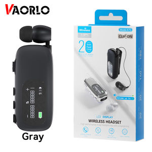 VAORLO | K75 Lavalier Business Bluetooth 5.4 Headphone Talk Time 20 HoursLED DisplayVoice broadcast Wireless Earphones For Work Driving