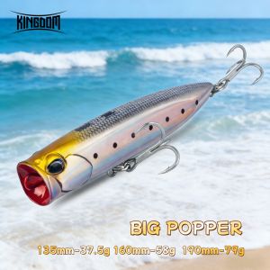 Kingdom Popper Fishing Lure 37.5g 58g 79g Saltwater Hard Wobbles Floating Aritifical Bait for Seabass GT Tuna Surface Lure