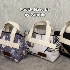 Tas Makeup Pouch Kosmetik Tas Kosmetik Pamole Bahan Kanvas Penutup Resleting - PMU 1