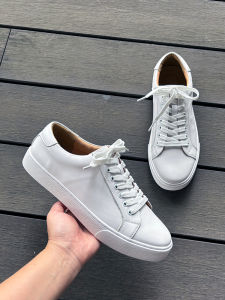 Leather Mens Casual Shoes Breathable Comfortable Sports Sneakers Flat Heel round Toe Rubber Outsole Spring Autumn Season