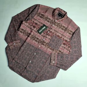Baju Koko Kemko Pria Lengan Panjang Motif songket Bahan Katun Madinah