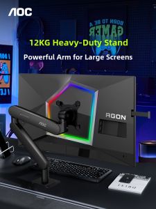 AOC | Heavy-Duty 12kg Monitor Arm with Perforated Lift and Rotate Function