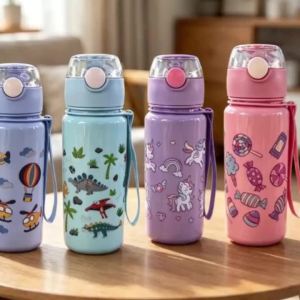 Cute Water Cup Printed with Colorful Cartoon Unicorn Dinosaur Airplane & Candy. Exquisite Design Portable Leak-Proof