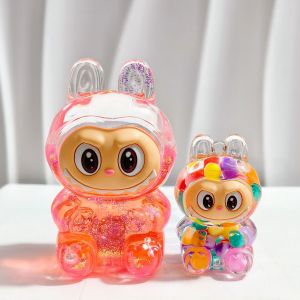 Car Acrylic Labubu Ornaments PoP Mart Flash Quicksand Bottle Keychain Pendant