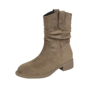 Josiny | Western Style Stacked Ankle Boot Women Fall New Boots