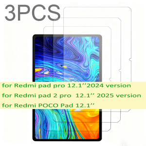 3-pack Glass screen protector for Xiaomi POCO Pad M1 12.1 X1 11.2 Redmi pad pro 12.1 2024 2025 tab tablet protective film