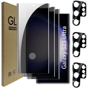 3 + 3 Miếng Dán Bảo Vệ Màn Hình Kính Cường Lực Riêng Tư Với Mở Khóa Bằng Vân Tay Cho Samsung Galaxy S24 S23 S22 S21 Note 20 Ultra 5G Chống Gián Điệp Chống Vân Tay Chống Trầy Xước