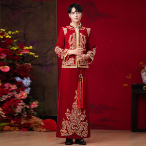 ชุดแต่งงานผ้ากำมะหยี่ ชุดแต่งงานแบบจีน ชุดราตรี ชุดแต่งงาน ชุดเจ้าสาว ชุดเดรสยาวปานกลาง ชุดราตรี ชุดเจ้าสาว ชุดราตรี