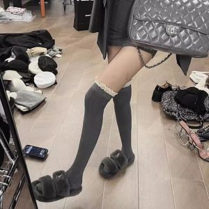 Miu Style Over-Knee High Tube Socks Womens Pressure Leg Shaping Twist Patterned Long Socks Spring Sweet Style Stockings