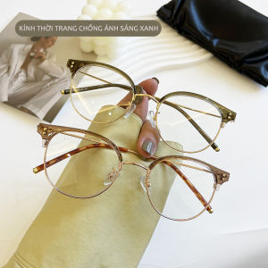 Gọng Kính Thời Trang Aoron Kính Mắt Nam Nữ Clubmaster Nửa Viền Tròng Chống Ánh Sáng Xanh Trẻ Trung Cá Tính - AK149