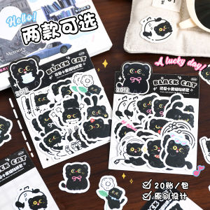 สติ๊กเกอร์ติดโทรศัพท์มือถือลายแมวสีดำ Adhesive Sticker Pack Cute Cartoon Cat สติ๊กเกอร์ติดแก้วน้ำ ลายสัตว์ วัสดุอื่นๆ